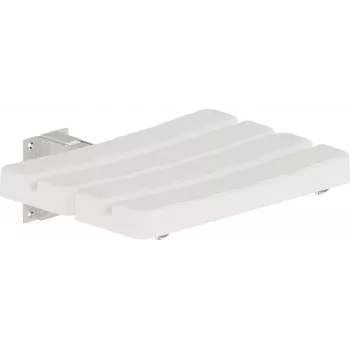 DEANTE NIL_651A sulankstoma sieninė dušo kėdutė, balto ABS plastiko, aliuminio rėmas, 150 kg apkrova
