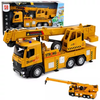 LEAN TOYS 1:12 RC sunkvežimis su kranu - metalinis kabinos korpusas, šviesos, garsai, 2.4GHz 8 kanalų nuotolinio valdymo pultas