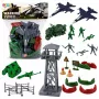 LEAN TOYS Karinis rinkinys Kareivių figūrėlės Karinės transporto priemonės Bokšto aksesuarai 72 vnt.