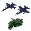 LEAN TOYS Karinis rinkinys Kareivių figūrėlės Karinės transporto priemonės Bokšto aksesuarai 72 vnt.