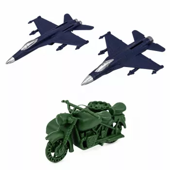 LEAN TOYS Karinis rinkinys Kareivių figūrėlės Karinės transporto priemonės Bokšto aksesuarai 72 vnt.