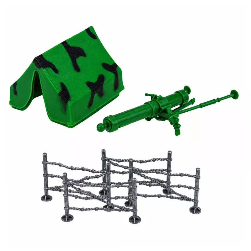 LEAN TOYS Karinis rinkinys Kareivių figūrėlės Karinės transporto priemonės Bokšto aksesuarai 72 vnt.