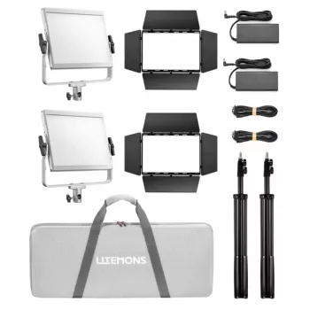 Godox Litemons LP600R 2x rinkinys RGB LED skydinis šviestuvas, 60W, 2500K-8500K, CRI 96, Bluetooth, dviejų šviestuvų rinkinys