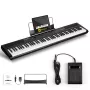 Artesia Performer 88 klavišų pusiau svertinis skaitmeninis pianinas su garsiakalbiais, garso pedalais ir USB MIDI - juodas