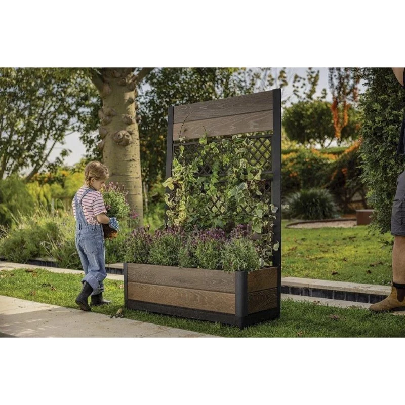 KETER Deco Tulip 110L 2-Rhombus riešuto spalvos tinklinė gėlių vazonas