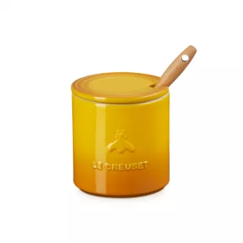 LE CREUSET medaus puodas su šaukštu 420 ml keramika geltonas