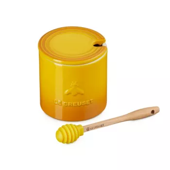 LE CREUSET medaus puodas su šaukštu 420 ml keramika geltonas
