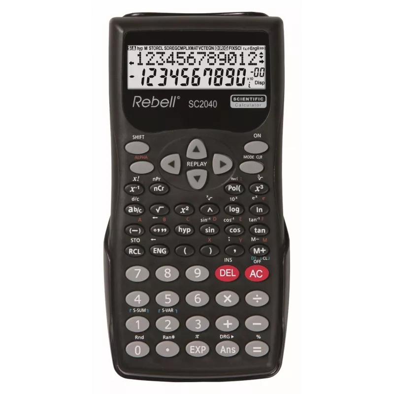 REBELL RE-SC2040 BX mokslinis skaičiuotuvas, 240 funkcijų, 2 eilučių LCD, juodas