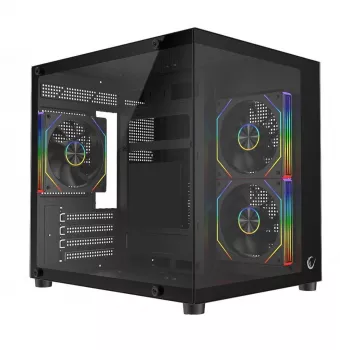 Rampage LUMID kompiuterio korpusas M-ATX 3x ventiliatorius ARGB juodas