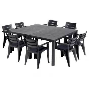 KETER Sodo stalas Julie Double Table (2 konfigūracijos) pilkas