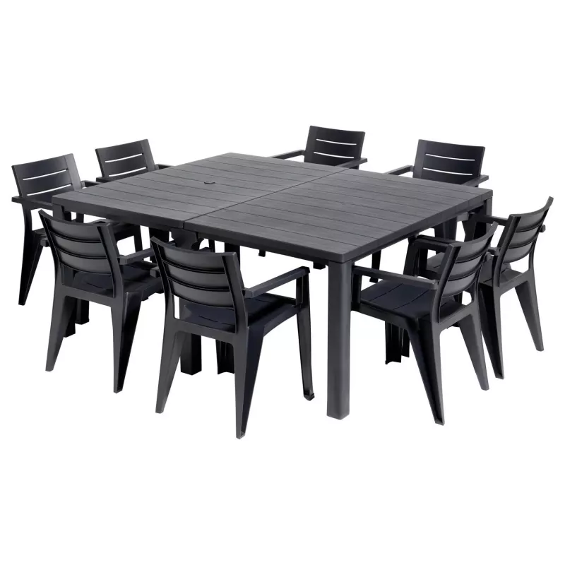 KETER Sodo stalas Julie Double Table (2 konfigūracijos) pilkas