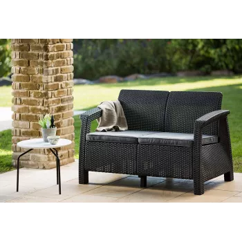 KETER Sodo sofa dvivietė Corfu Love Seat pilka