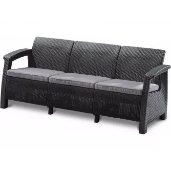 KETER Corfu Love Seat Max triguba sodo sofa pilka