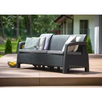KETER Corfu Love Seat Max triguba sodo sofa pilka