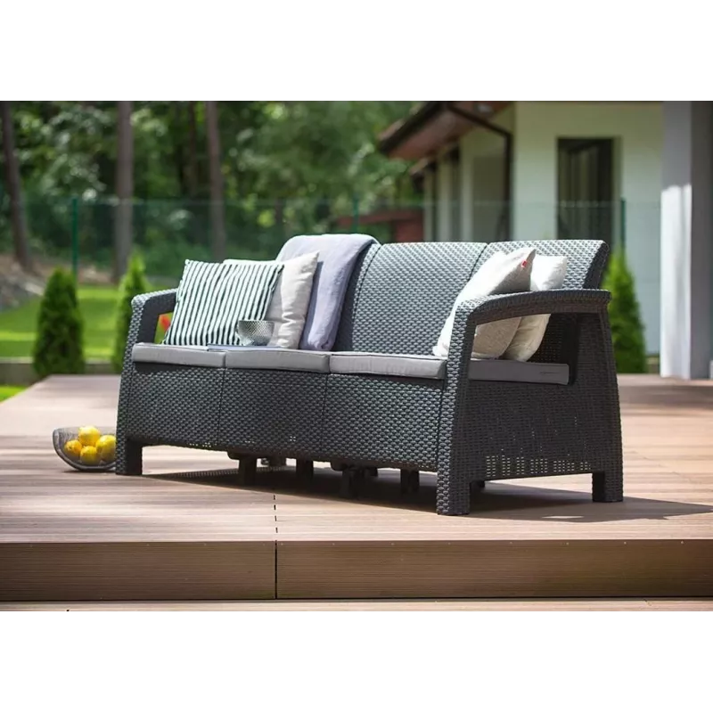 KETER Corfu Love Seat Max triguba sodo sofa pilka