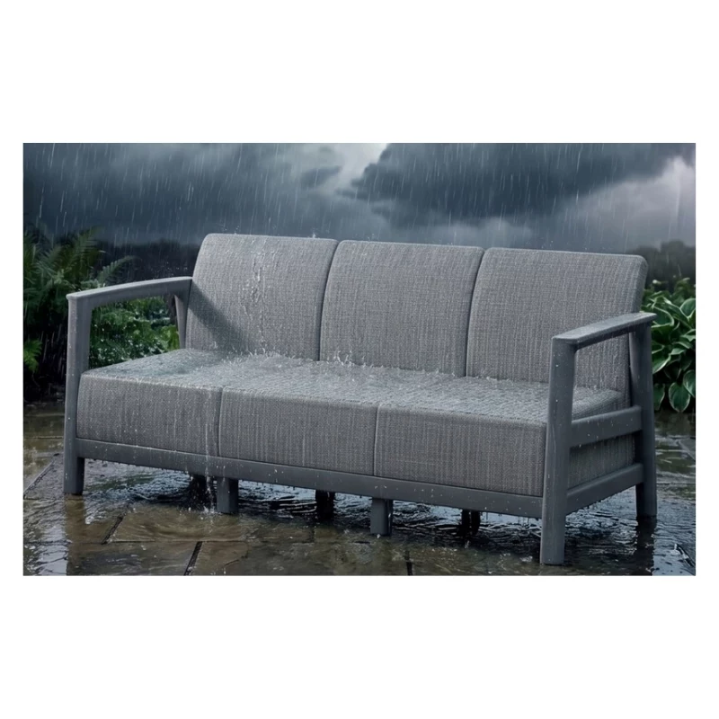 KETER Sodo sofa trivietė Scandi Linea 3 vietų sofa šviesiai pilka/tamsiai plieno pilka