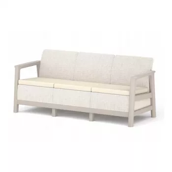KETER Sodo sofa trivietė Scandi Linea 3 vietų sofa akmenų pilka/šviesiai smėlio spalvos