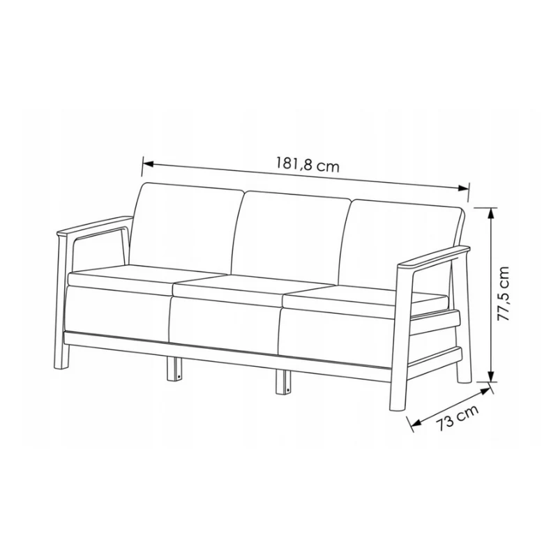 KETER Sodo sofa trivietė Scandi Linea 3 vietų sofa akmenų pilka/šviesiai smėlio spalvos