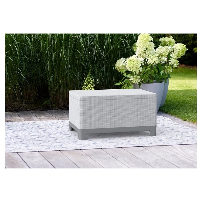 KETER Sodo stalas / daiktadėžė Scandi Storage Table šviesiai pilka / tamsiai plieno pilka