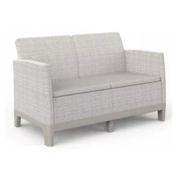 KETER Sodo sofa dvivietė Scandi Form 2 vietų sofa akmenų pilka/šviesiai smėlio spalvos