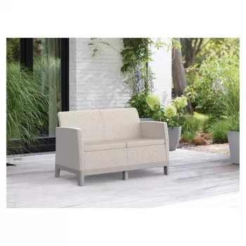 KETER Sodo sofa dvivietė Scandi Form 2 vietų sofa akmenų pilka/šviesiai smėlio spalvos