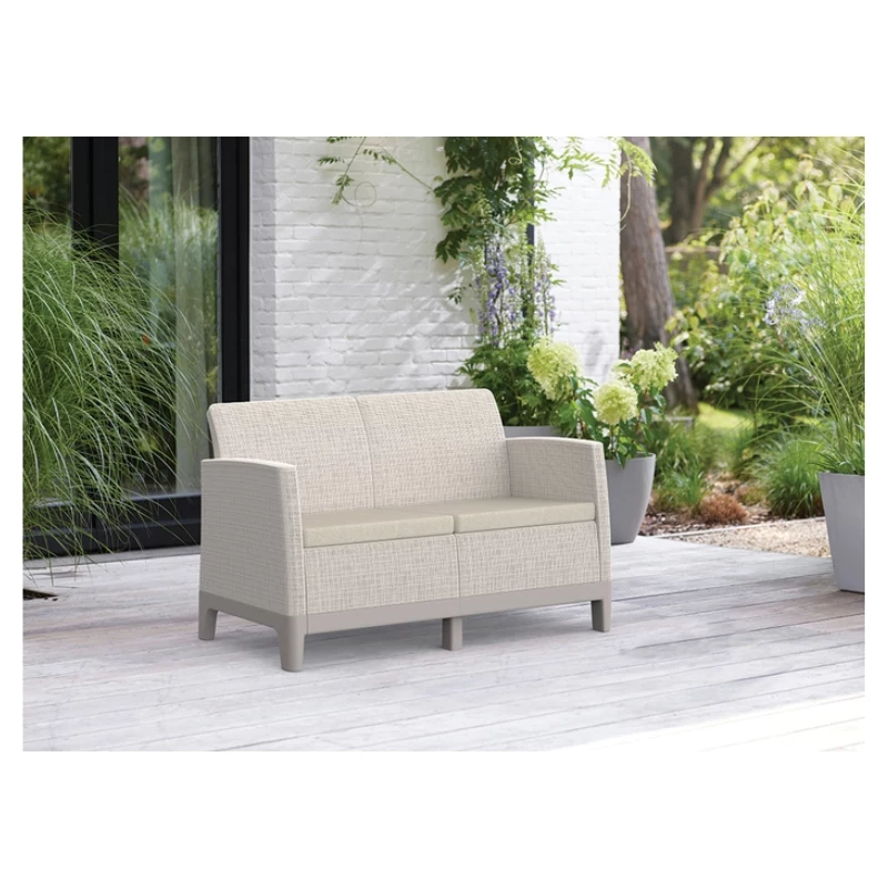 KETER Sodo sofa dvivietė Scandi Form 2 vietų sofa akmenų pilka/šviesiai smėlio spalvos