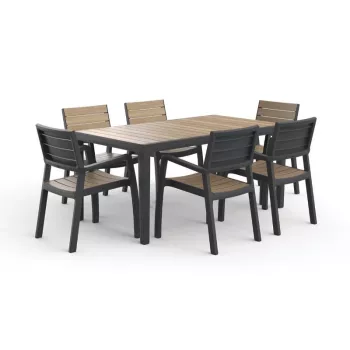 KETER Sodo stalas Deco Corale 160 tikinio medžio atspalvio/pilkas