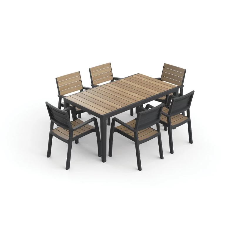 KETER Sodo stalas Deco Corale 160 tikinio medžio atspalvio/pilkas