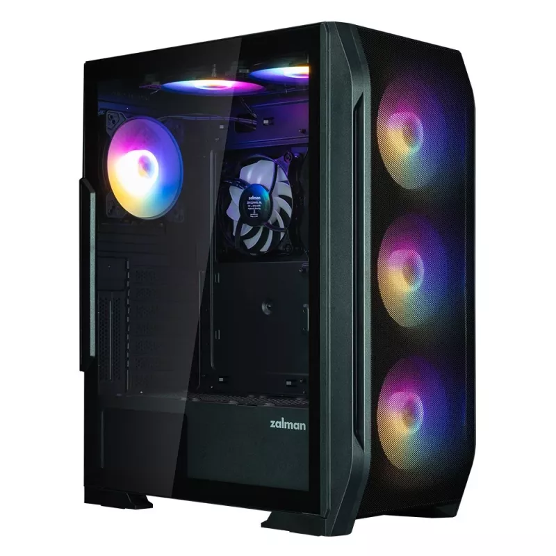 Zalman N7 PLUS V2 ATX Mid Tower kompiuterio korpusas, 7 x 120mm ARGB ventiliatoriai, grūdintas stiklas, juodas