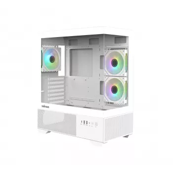 Zalman CHRONIX V2 baltas ATX vidutinio bokšto kompiuterio korpusas su 3 x 120mm ARGB ventiliatoriais, grūdinto stiklo šonine plokšte