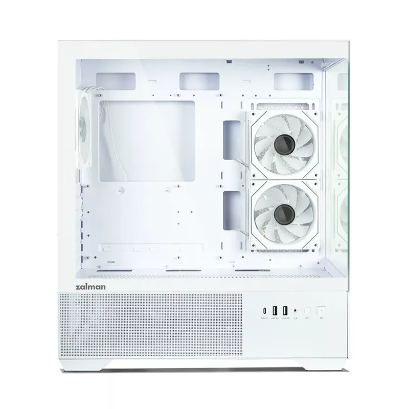 Zalman CHRONIX V2 baltas ATX vidutinio bokšto kompiuterio korpusas su 3 x 120mm ARGB ventiliatoriais, grūdinto stiklo šonine plokšte