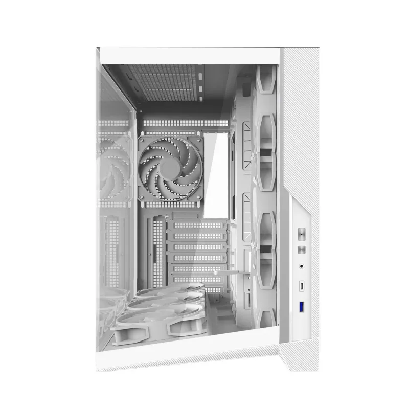 Zalman D40 baltas ATX vidutinio bokšto korpusas su 7 ARGB ventiliatoriais ir grūdintu stiklu