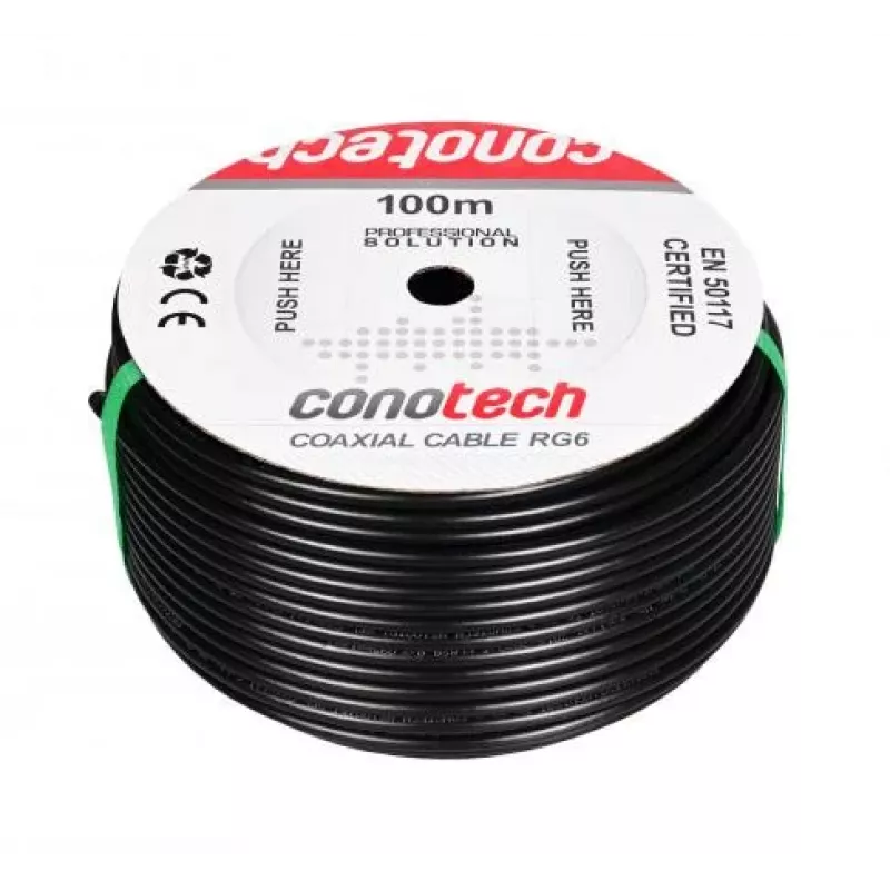 CONOTECH NS-557 koaksialinis kabelis NS113TRI HQ PE geliu užpildytas juodas 100m