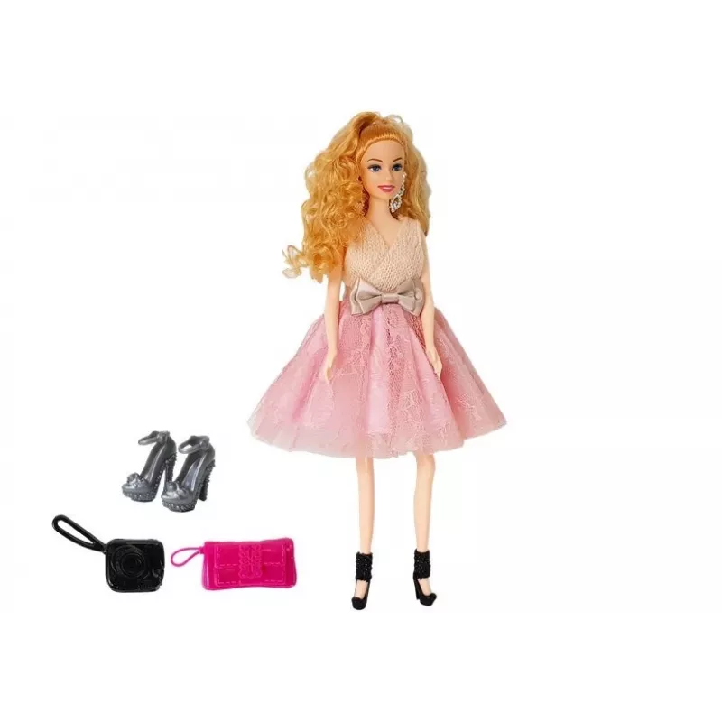 LEAN TOYS Modelis lėlė, šviesiaplaukė 28 cm, rankinė, aukštakulniai