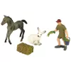 LEAN TOYS gyvūnų figūrėlių rinkinys arklys pilkas kiškis ūkininkas