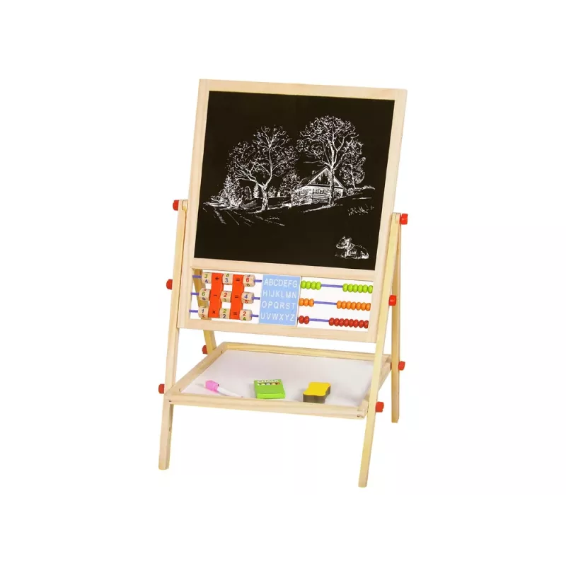 LEAN TOYS medinė lenta 2in1 skaičiuotuvas kreida rašiklis