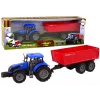 LEAN TOYS Traktorius su priekaba, žemės ūkio transporto priemonė, ūkis, mėlyna