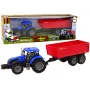 LEAN TOYS Traktorius su priekaba, žemės ūkio transporto priemonė, ūkis, mėlyna