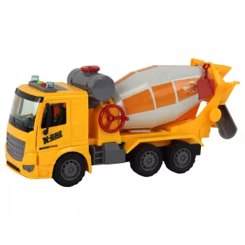 LEAN TOYS Betono maišyklės sunkvežimis su sukama kriauše, garsas, šviesa, geltonas 1:16