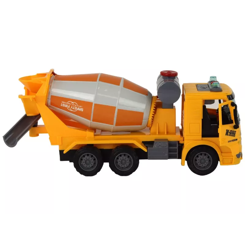 LEAN TOYS Betono maišyklės sunkvežimis su sukama kriauše, garsas, šviesa, geltonas 1:16