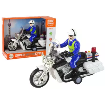 LEAN TOYS Policijos motociklas su garsais ir šviesomis, policijos automobilis