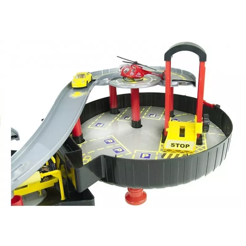 LEAN TOYS Parkavimo automobilių garažas lagaminas Circle dviejų lygių