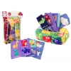 LEAN TOYS minkšta servetėlių dėžutė su 6 audiniais ir 3 ošiančiomis spalvotomis servetėlėmis