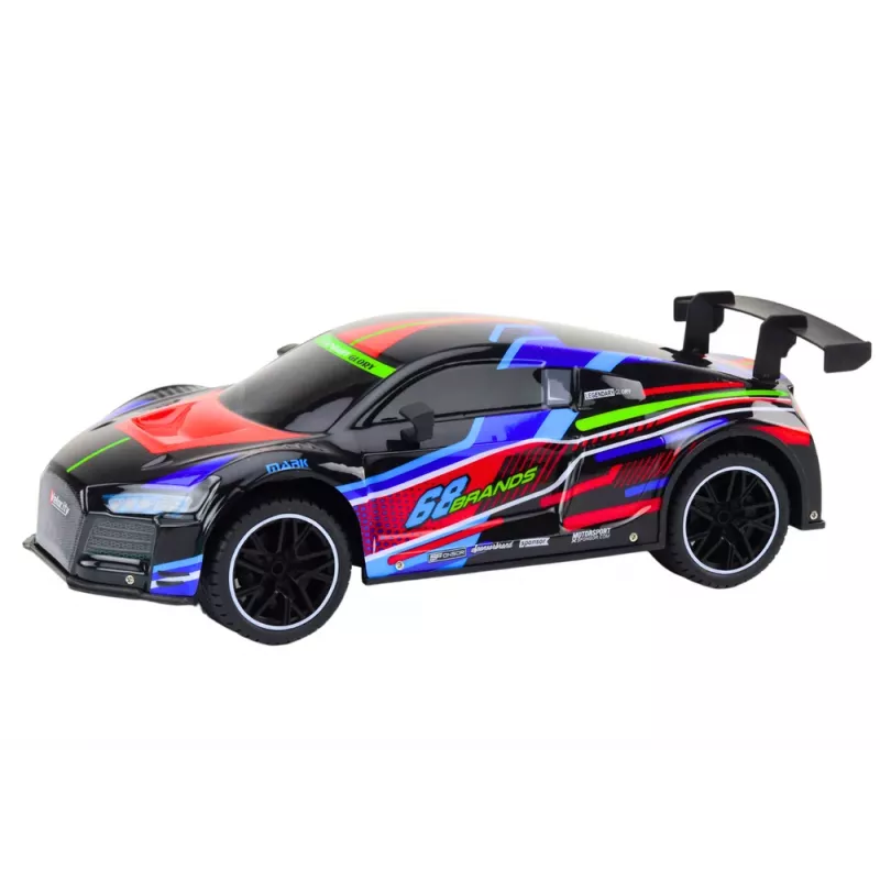 LEAN TOYS RC sportinis automobilis 1:10 25km/h su šviesomis, juodas