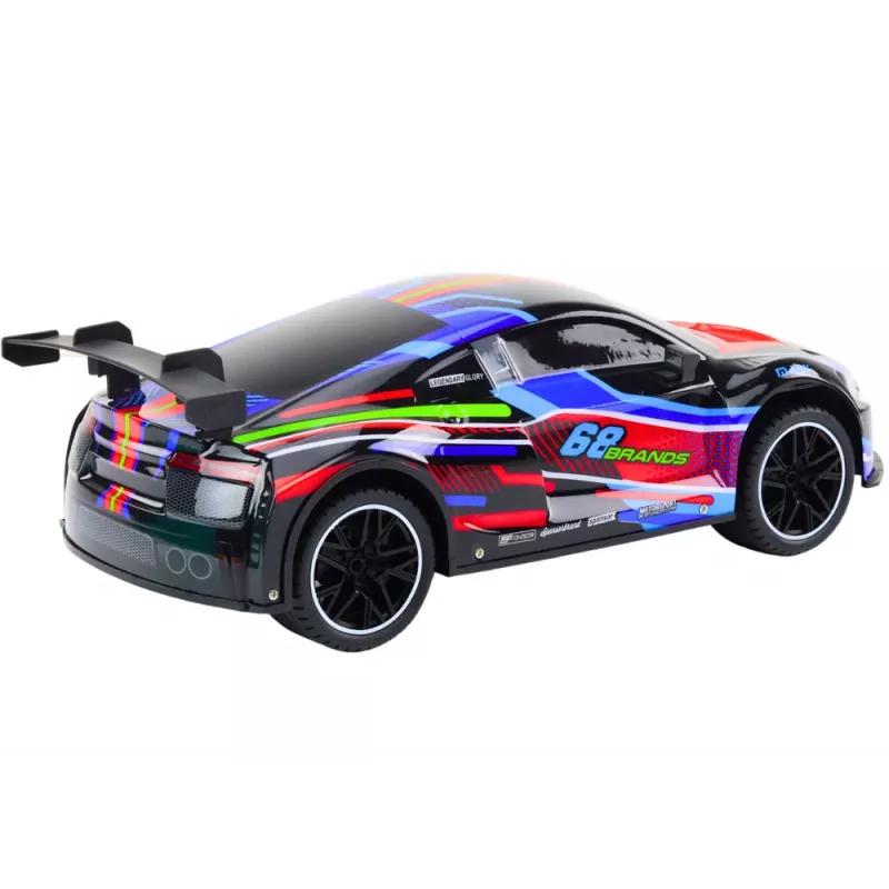 LEAN TOYS RC sportinis automobilis 1:10 25km/h su šviesomis, juodas
