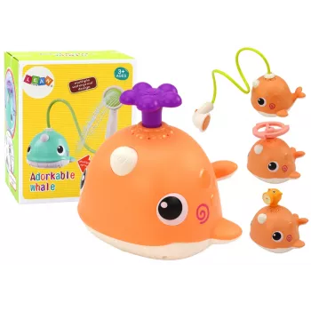 LEAN TOYS Banginio vonios žaislas su 3 purkštukais, oranžinis