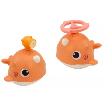 LEAN TOYS Banginio vonios žaislas su 3 purkštukais, oranžinis
