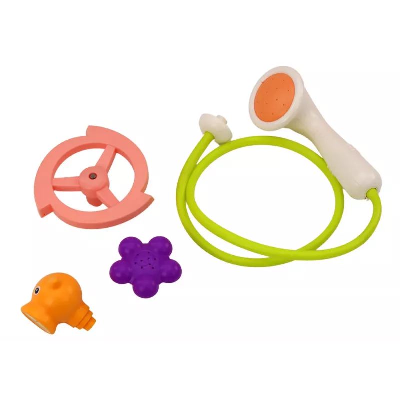 LEAN TOYS Banginio vonios žaislas su 3 purkštukais, oranžinis