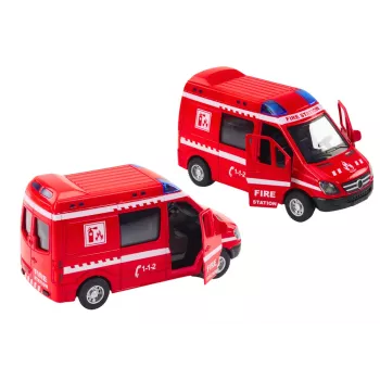 LEAN TOYS gaisrinė mašina 1:32 atidaromos durys šviesos garsai pavara raudona