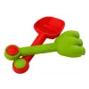 LEAN TOYS Smėlio kibiro rinkinys su dušu, mentele, grėbliu, formelėmis, dinozaurais